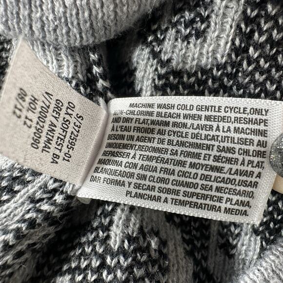 Old Navy Gray Leopard Print Sweater XS Women’s Long Sleeve Crewneck Knit Top - Picture 6 of 9